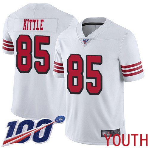 San Francisco 49ers Limited White Youth George Kittle NFL Jersey #85 100th Season Rush Vapor Untouchable->youth nfl jersey->Youth Jersey